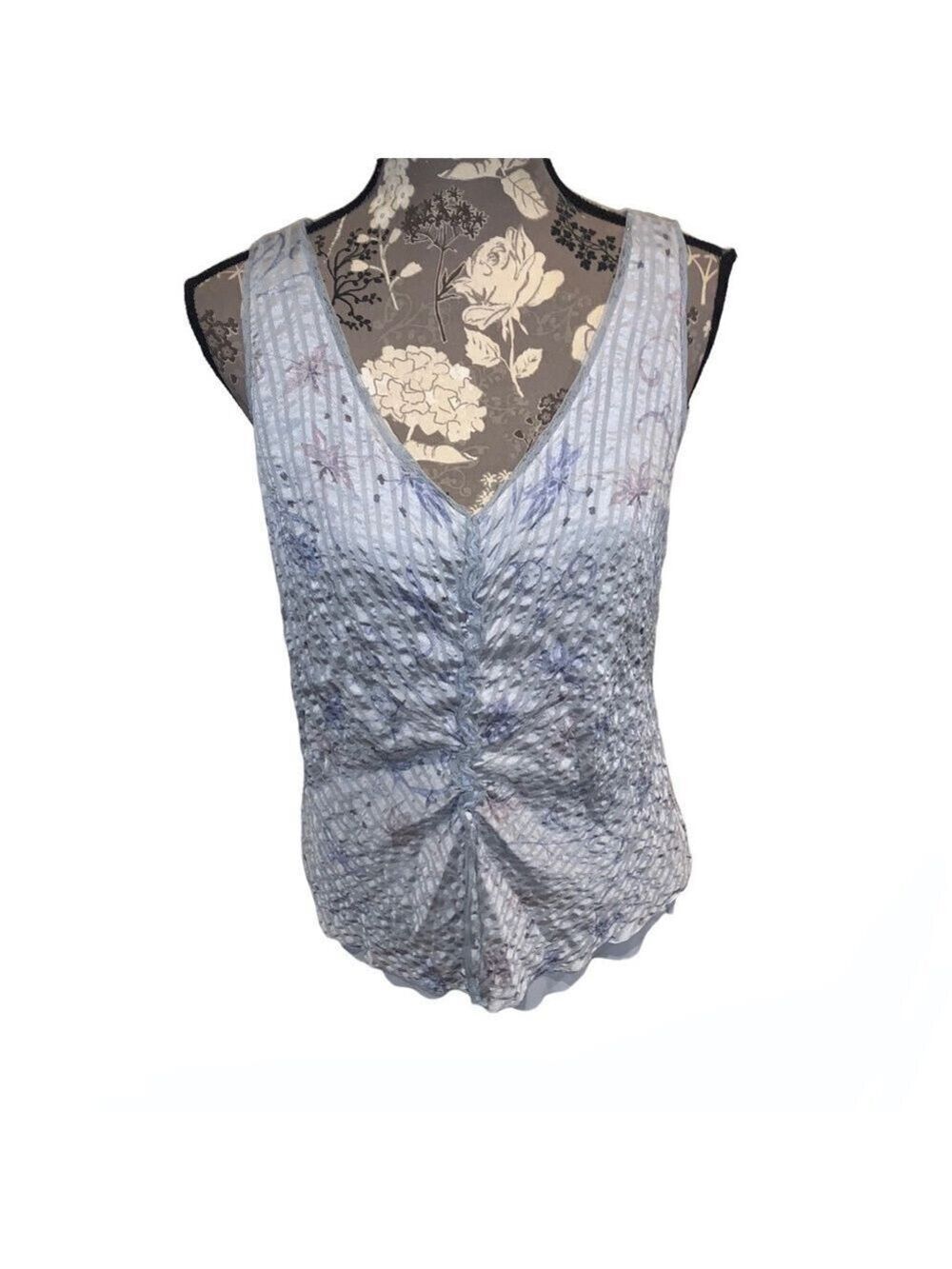 ARMANI COLLEZIONI Silk Sleeveless Blouse Light Blue size 14